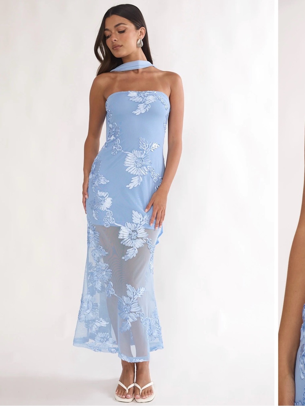 Vivia Strapless Embellished Maxi Dress Blue